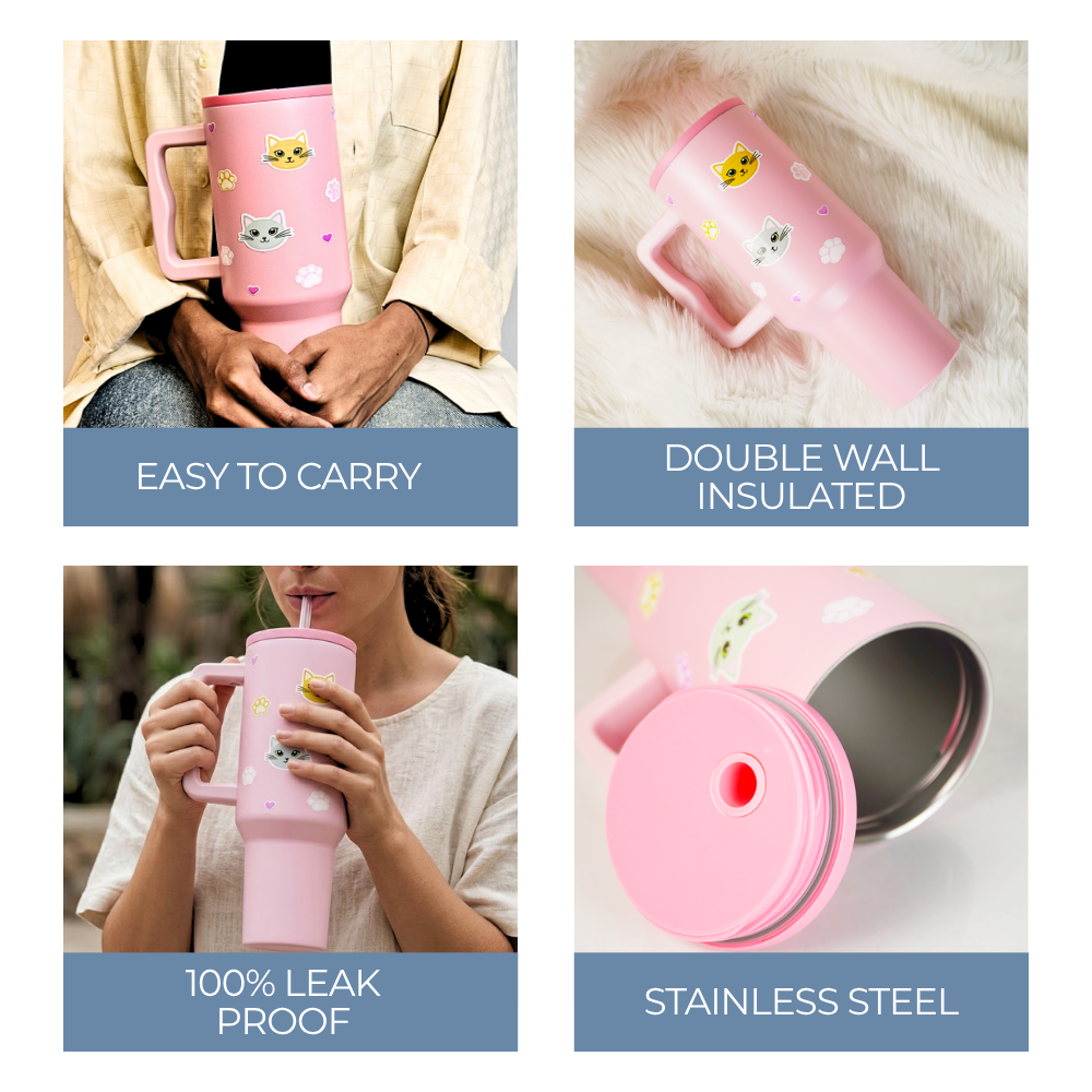 Kitty Charm Insulated Leakproof Tumbler