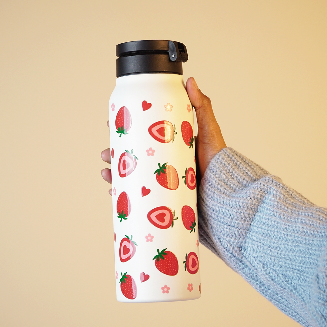 Strawberry Design Stainless Steel Water Bottle