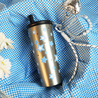 Star Print Sipper Bottle with Charm | Reusable Travel Water Bottle | Cute Everyday Drinkware