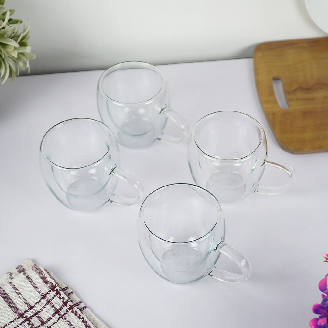 Double Wall Glass Coffee Cup with Handle