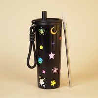Galaxy Theme Stainless Steel Sipper Bottle with Straw