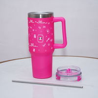 Kawaii Bow Print Design Pink Stainless Steel Tumbler
