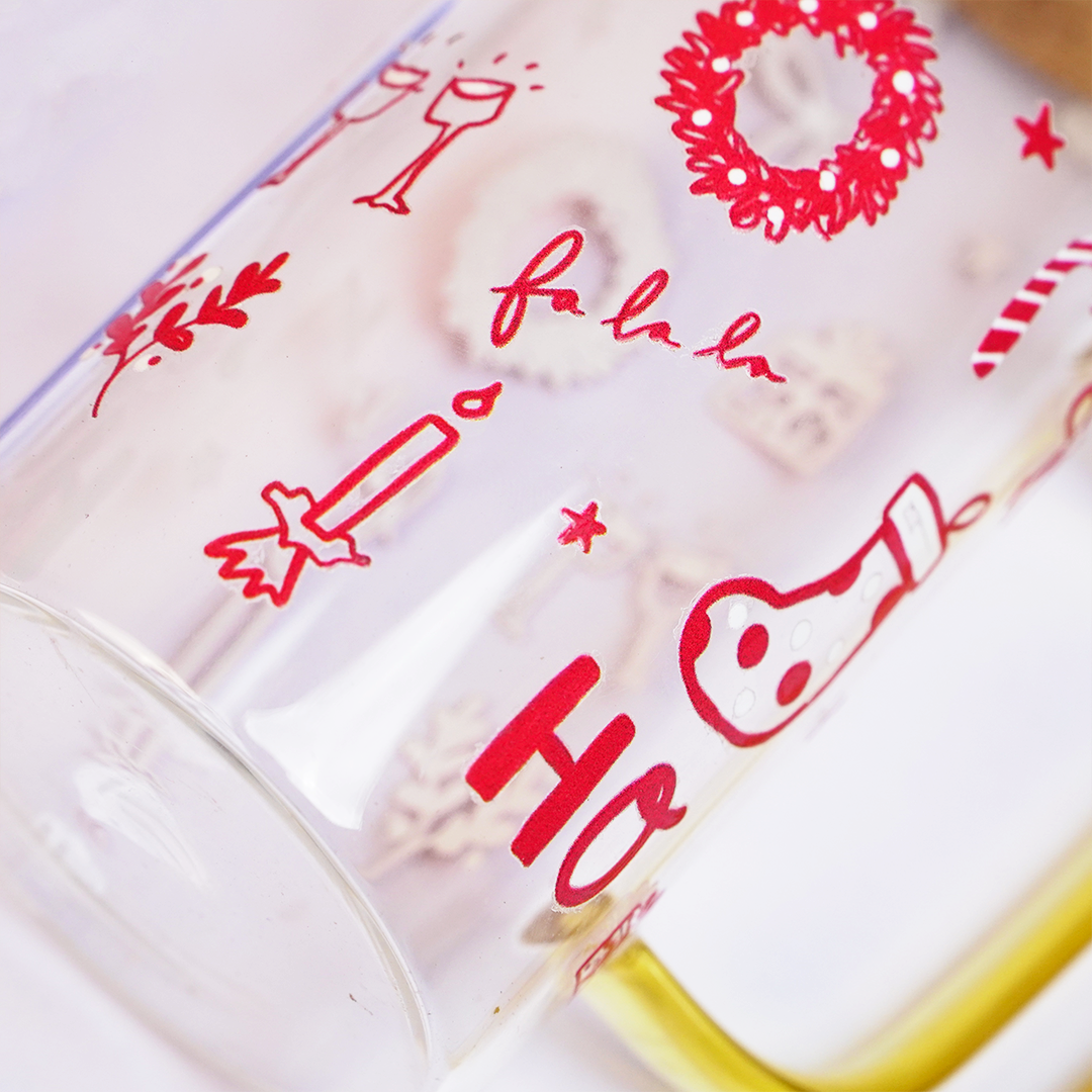 Set of 2 Bloom & Cheer Glass Tumblers – Where Everyday Elegance Meets Festive Joy
