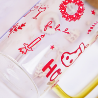 Set of 2 Bloom & Cheer Glass Tumblers – Where Everyday Elegance Meets Festive Joy