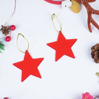Red Star designed Christmas Decoration Ornaments- Set of 6