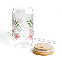 Personalized Cherry Blossom Glass Coffee Tumbler