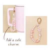 Pink Bow Insulated Tumbler with Handle & Straw