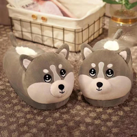 Husky Slippers Plush Lining Non Slip Winter House Slippers for Couples Christmas Gift (Universal Size)