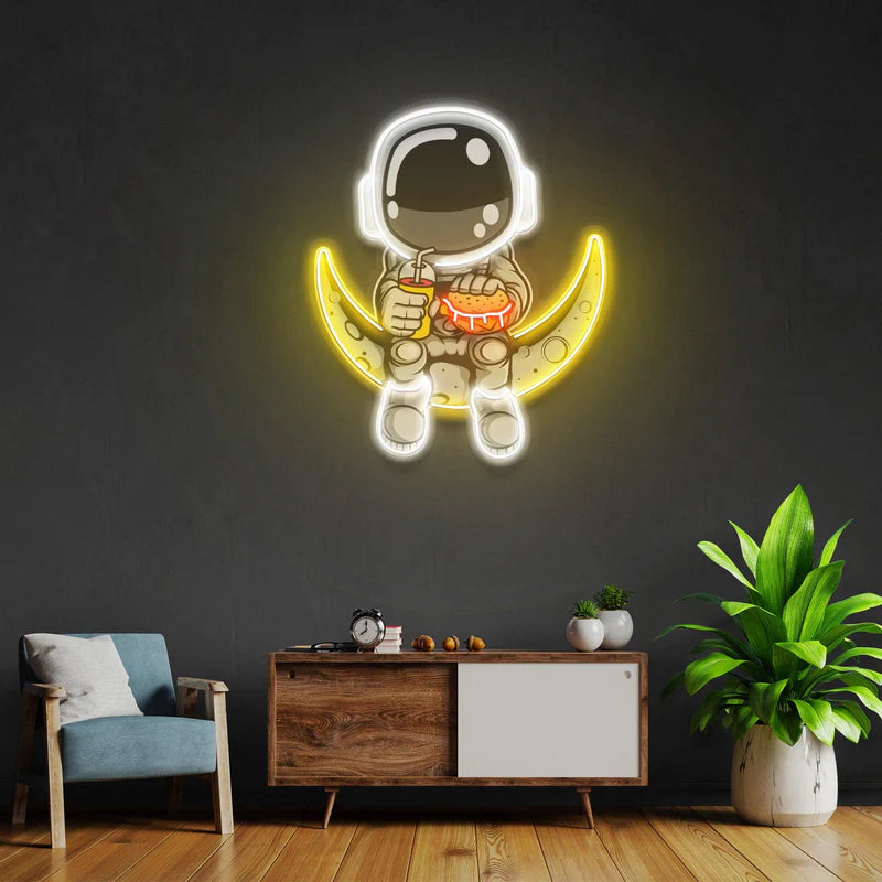 Astronaut Neon LED Wall Light – Space Neon Sign | Astronaut Moon Wall Décor
