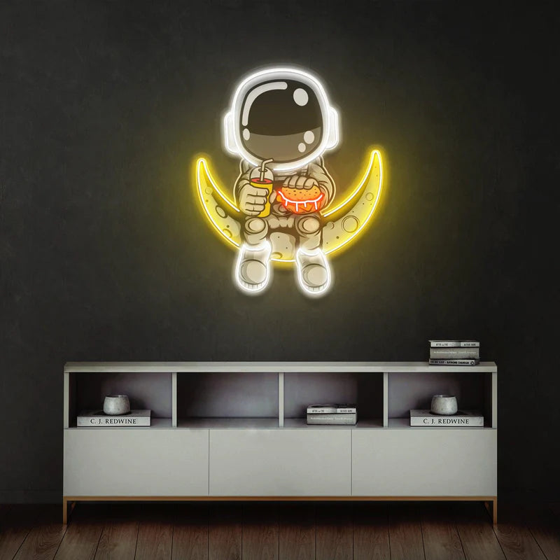 Astronaut Neon LED Wall Light – Space Neon Sign | Astronaut Moon Wall Décor
