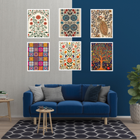 Bohemian Botanical Wall Art Set – 6 Vibrant Prints for a Nature-Inspired Living Space