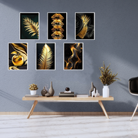 Golden Luxury Wall Art Set of 6 | Modern Abstract Canvas Prints