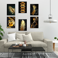 Golden Luxury Wall Art Set of 6 | Modern Abstract Canvas Prints