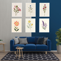 Minimalist Floral Wall Art Set | Botanical Prints for Home Décor SET OF 6