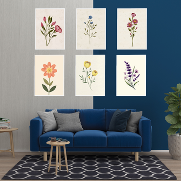 Minimalist Floral Wall Art Set | Botanical Prints for Home Décor SET OF 6