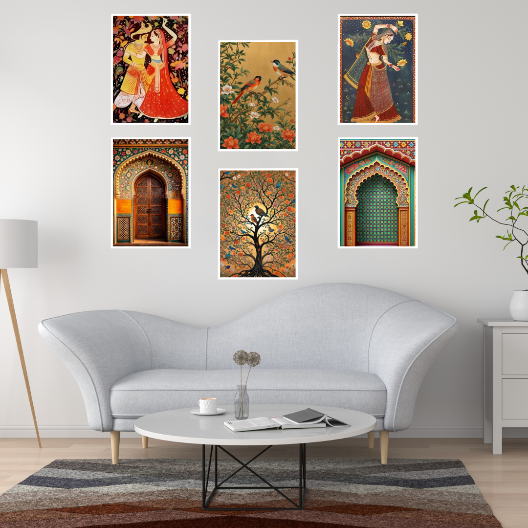Royal Rajasthani Wall Art | Traditional Indian Paintings set of 6
