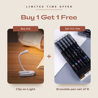 Clip-On LED Reading Light with 3 Modes ( FREE Erasable Pen Set )