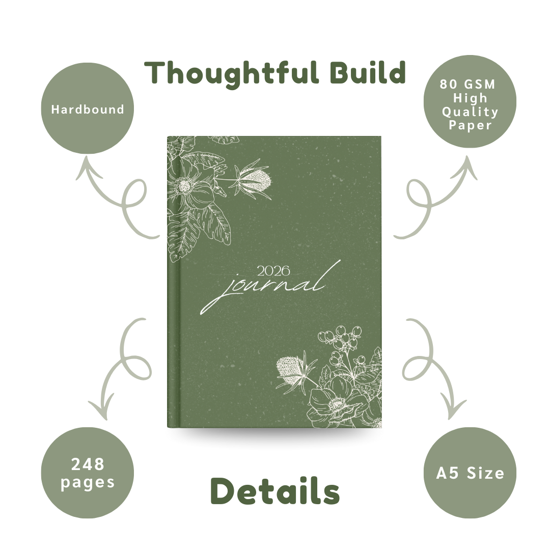 2026 Journal | Botanical Green Daily Writing Notebook