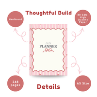 2026 Pink Planner | Cute Daily Organizer with Bow Design