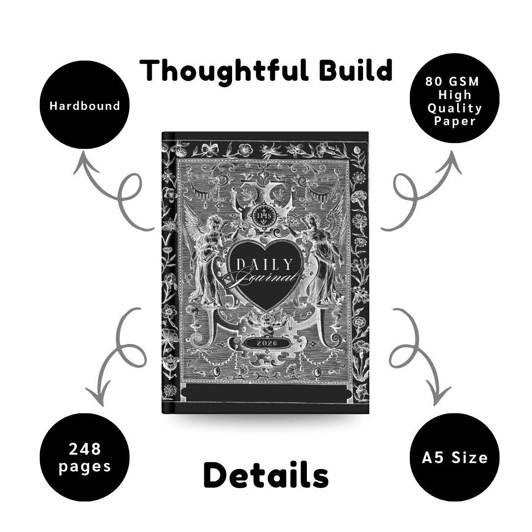 Daily Journal 2026 | Antique Style Black Writing Diary