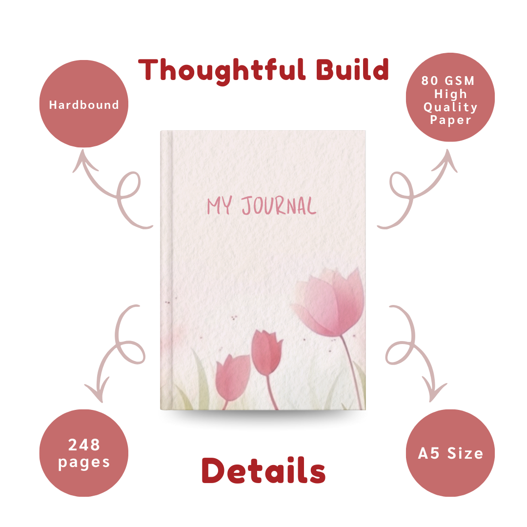 Aesthetic Journal Notebook | Minimal Floral Daily Diary