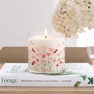 Soft Pink Floral Scented Candle in Glass Jar | Elegant Aesthetic Home Décor Candle