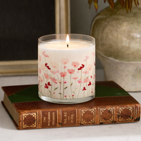 Soft Pink Floral Scented Candle in Glass Jar | Elegant Aesthetic Home Décor Candle
