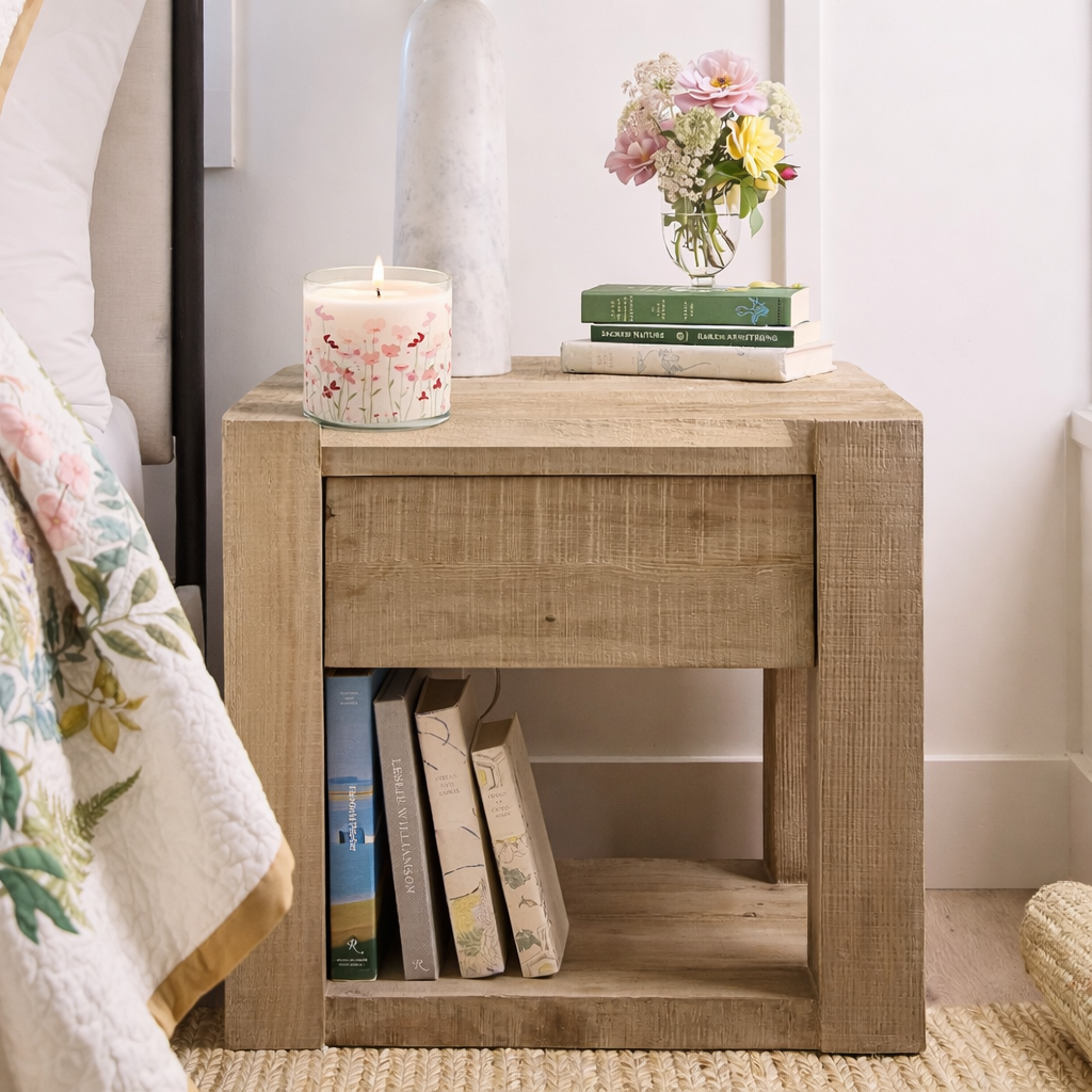 Soft Pink Floral Scented Candle in Glass Jar | Elegant Aesthetic Home Décor Candle