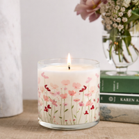 Soft Pink Floral Scented Candle in Glass Jar | Elegant Aesthetic Home Décor Candle