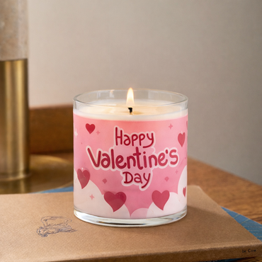 Happy Valentine’s Day Scented Candle in Glass Jar | Romantic Gift & Aesthetic Home Décor