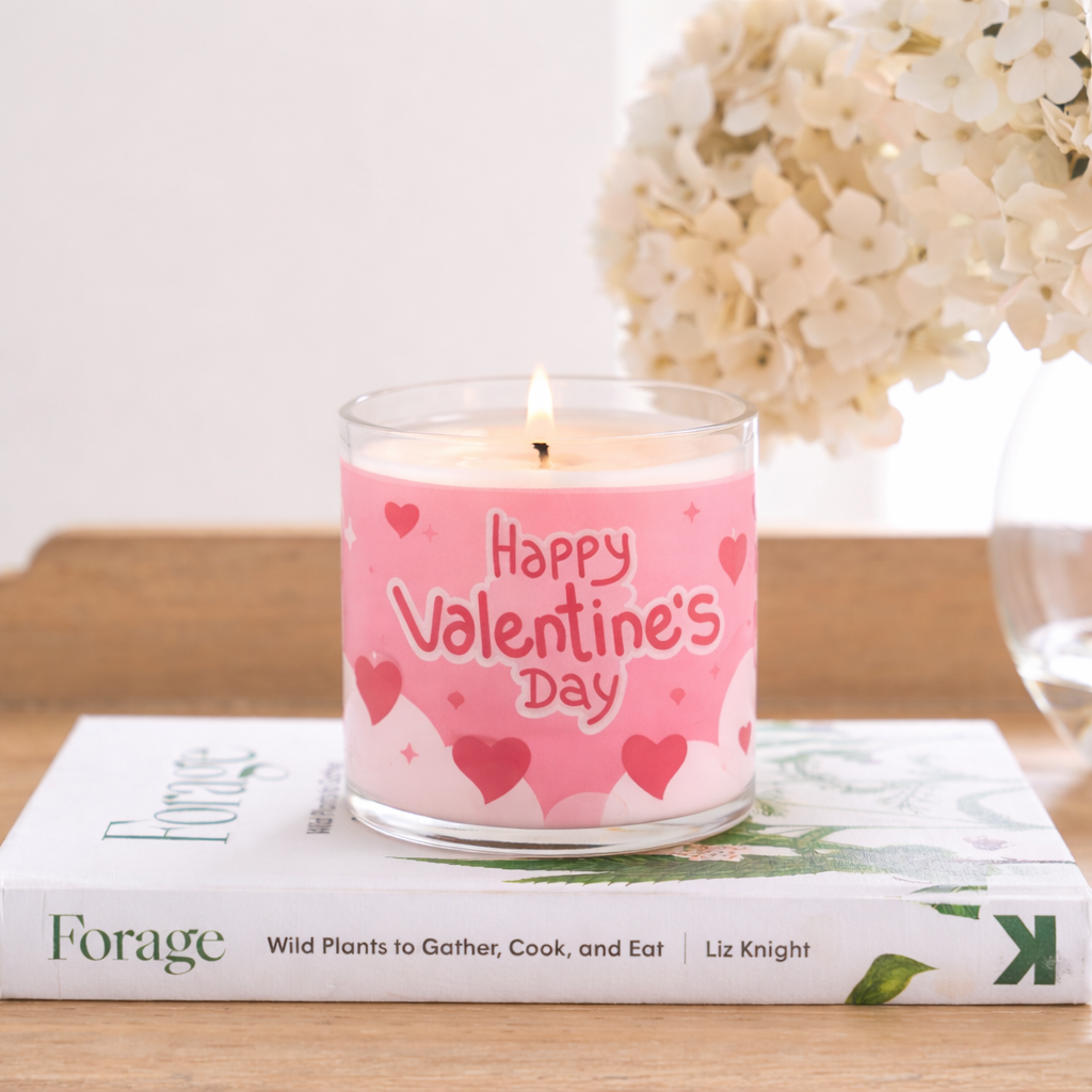 Happy Valentine’s Day Scented Candle in Glass Jar | Romantic Gift & Aesthetic Home Décor