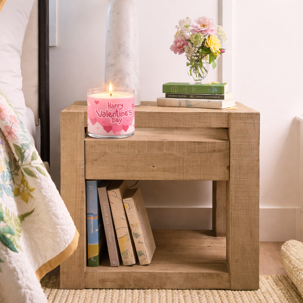 Happy Valentine’s Day Scented Candle in Glass Jar | Romantic Gift & Aesthetic Home Décor