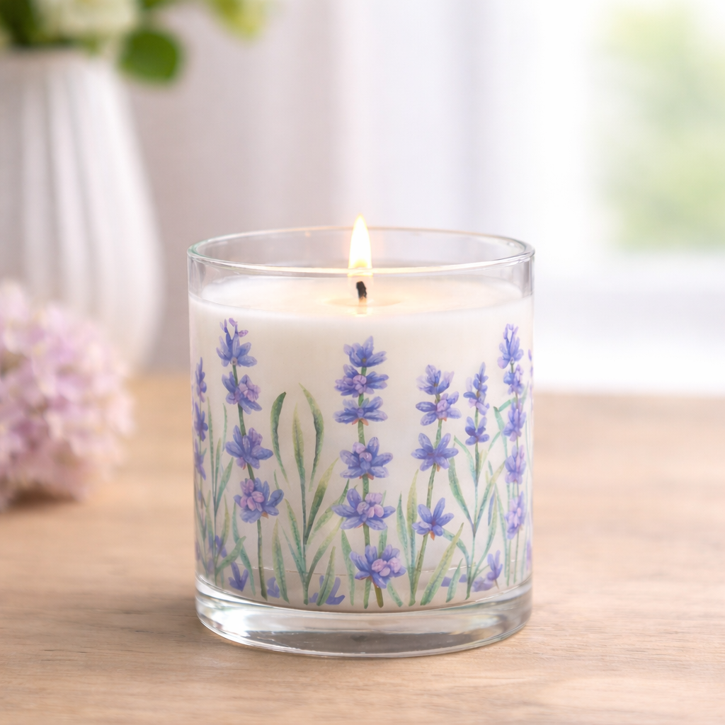 Lavender Floral Scented Candle in Glass Jar