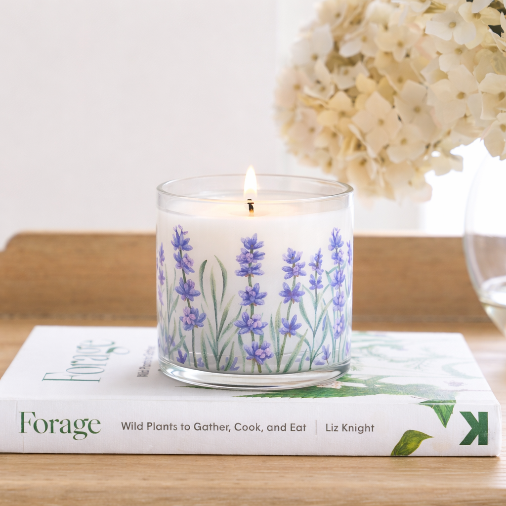 Lavender Floral Scented Candle in Glass Jar