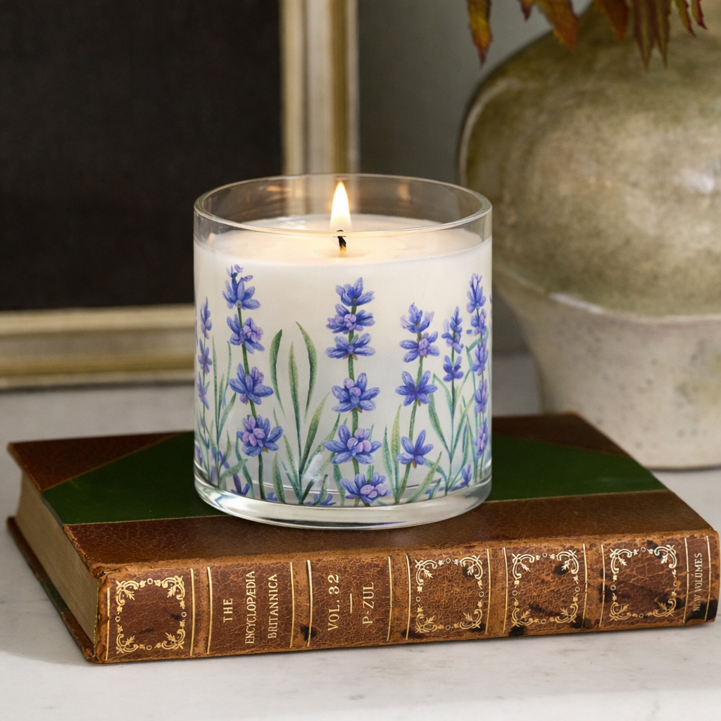Lavender Floral Scented Candle in Glass Jar
