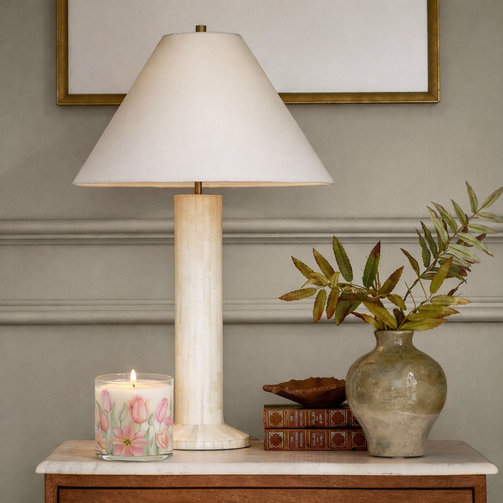 Pink Floral Scented Candle in Glass Jar