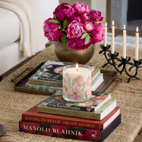 Pink Floral Scented Candle in Glass Jar