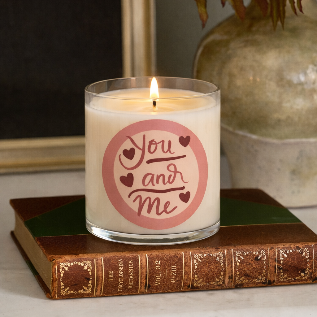 “You and Me” Romantic Scented Candle in Glass Jar | Valentine Gift & Love Home Décor