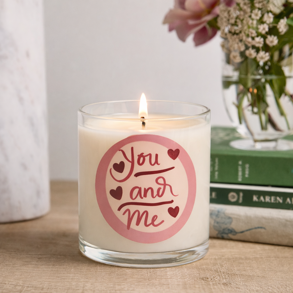“You and Me” Romantic Scented Candle in Glass Jar | Valentine Gift & Love Home Décor