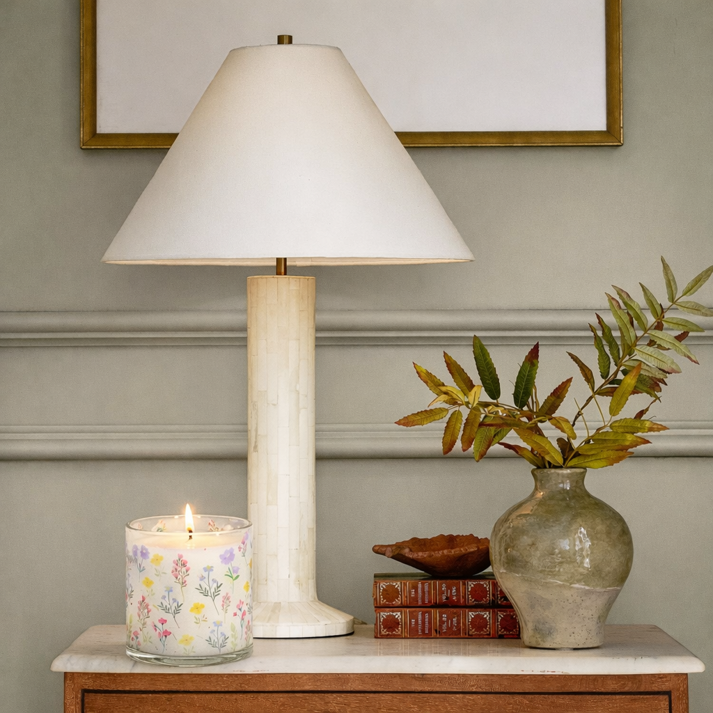 Pastel Floral Scented Candle in Glass Jar | Aesthetic Home Décor & Relaxing Aroma