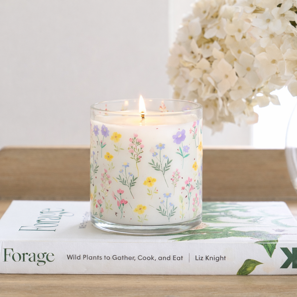 Pastel Floral Scented Candle in Glass Jar | Aesthetic Home Décor & Relaxing Aroma