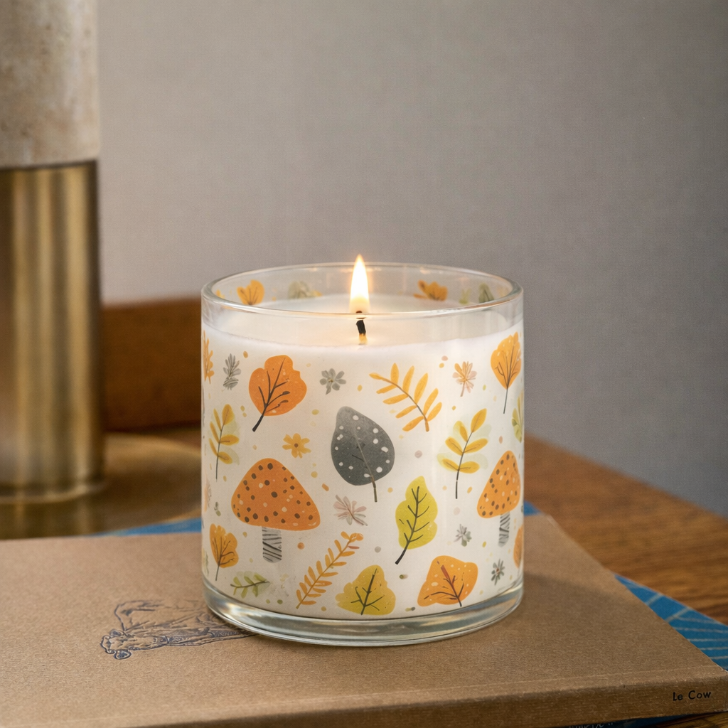 Autumn Leaf Scented Candle in Glass Jar | Cozy Aesthetic Home Décor Candle