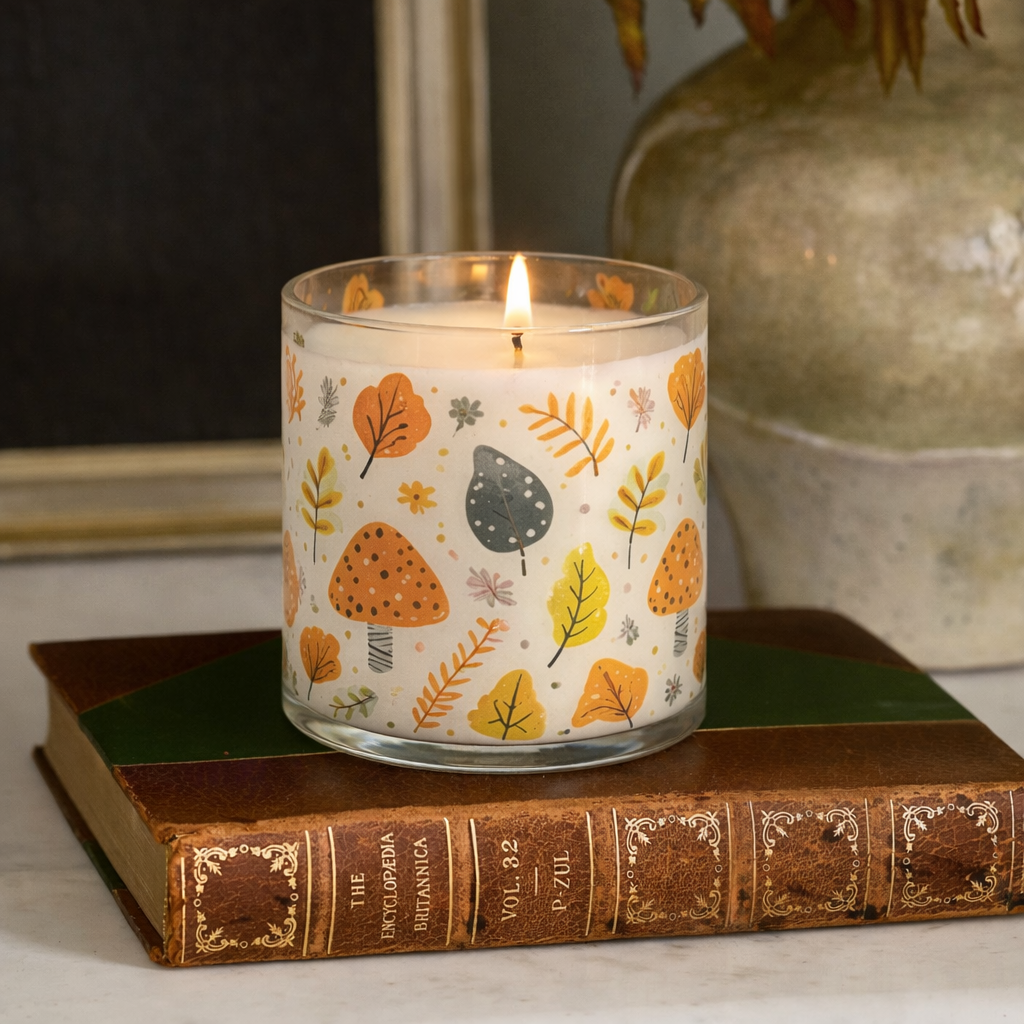 Autumn Leaf Scented Candle in Glass Jar | Cozy Aesthetic Home Décor Candle