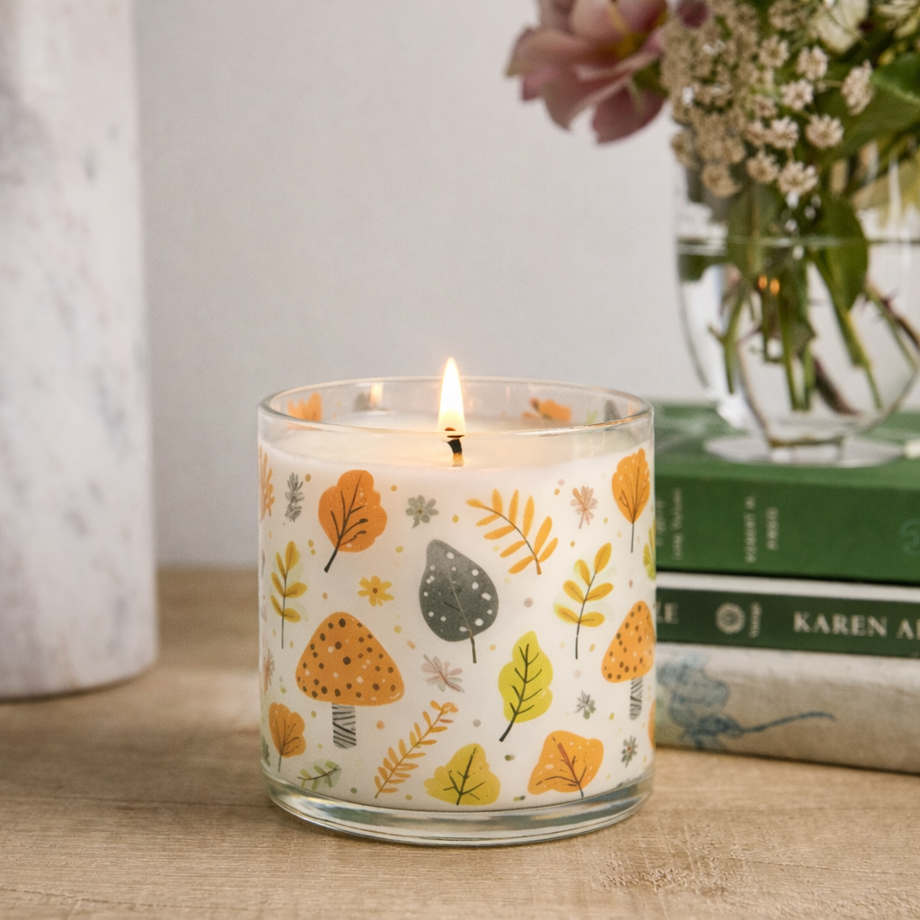 Autumn Leaf Scented Candle in Glass Jar | Cozy Aesthetic Home Décor Candle