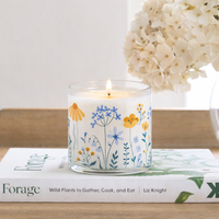 Blue & Yellow Floral Scented Candle in Glass Jar | Elegant Home Décor & Relaxing Aroma