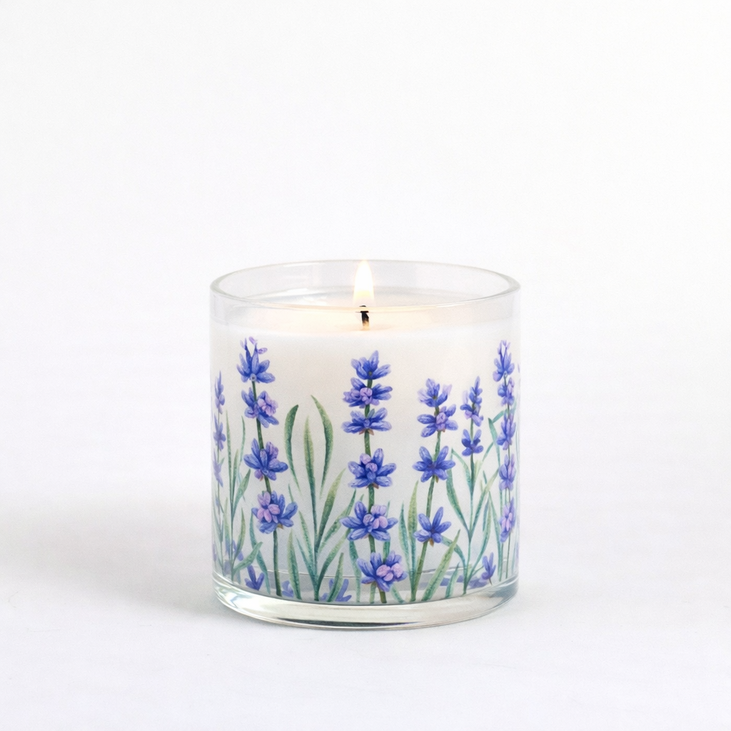 Lavender Floral Scented Candle in Glass Jar