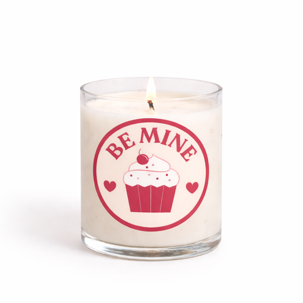 Be Mine Cupcake Scented Candle in Glass Jar | Cute Valentine Gift & Romantic Décor