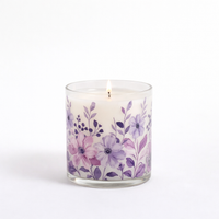 Lavender Purple Floral Scented Candle in Glass Jar | Elegant Home Décor & Relaxing Aroma