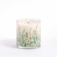 Green Leaf Floral Scented Candle in Glass Jar | Calm Nature-Inspired Home Décor Candle