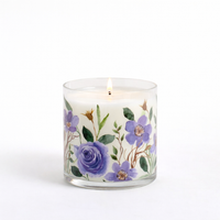 Purple Floral Rose Scented Candle in Glass Jar | Elegant Aesthetic Home Décor Candle